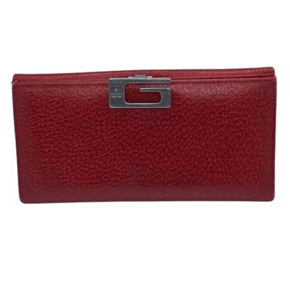 Vintage Gucci Authentic Red Leather Long Slim Wallet w/ Light Wear - Picture 1 of 12